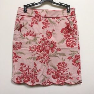 LOFT Pink & Red Floral Skirt